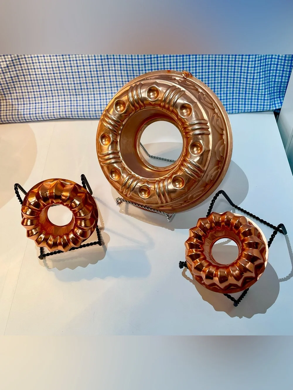 Vintage Copper Jello & Bundt Mold Set of 3 – Large Ring Mold + Mini Fluted Molds